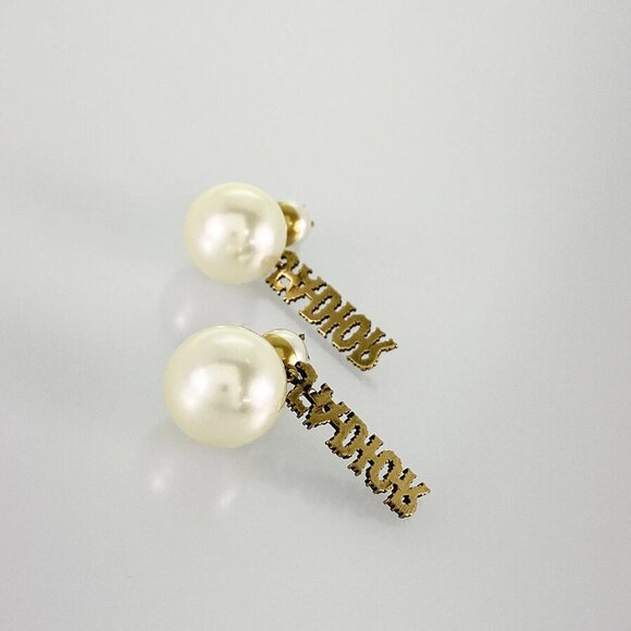 Dior TRIBALES J'ADIOR Gold plated Faux Pearl Rhinestone Earring - Picture 2 of 12